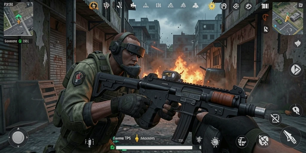 Screenshot gameplay 33L menampilkan aksi tembak-menembak mendebarkan.
