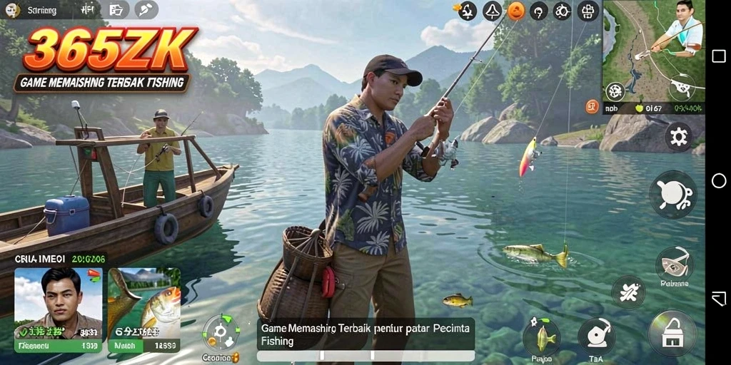 Tampilan gameplay 365ZK yang menampilkan aksi memancing seru.