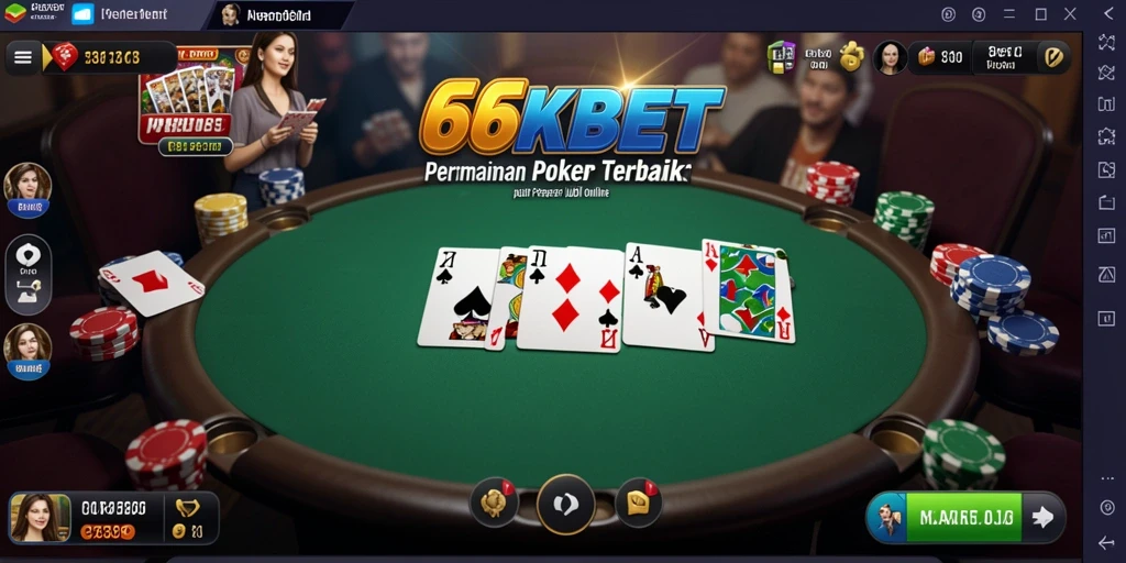 Tampilan utama gameplay Poker di 66KBET yang menarik.