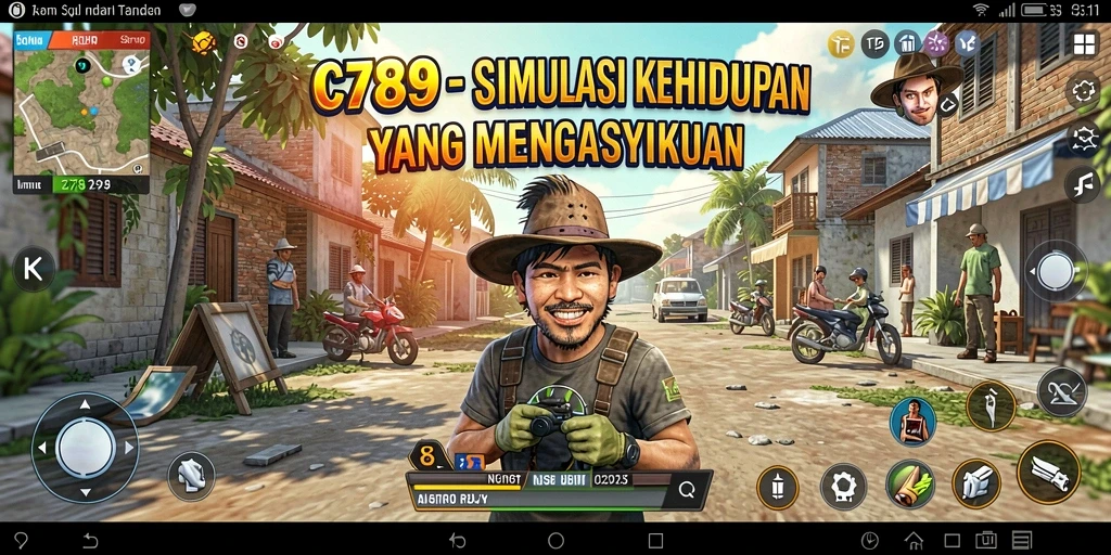 Screenshot gameplay C789 menunjukkan interaksi karakter yang menarik.