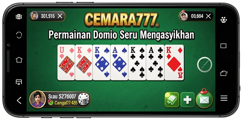 Tampilan gameplay seru dalam CEMARA777, permainan Domino yang adiktif.
