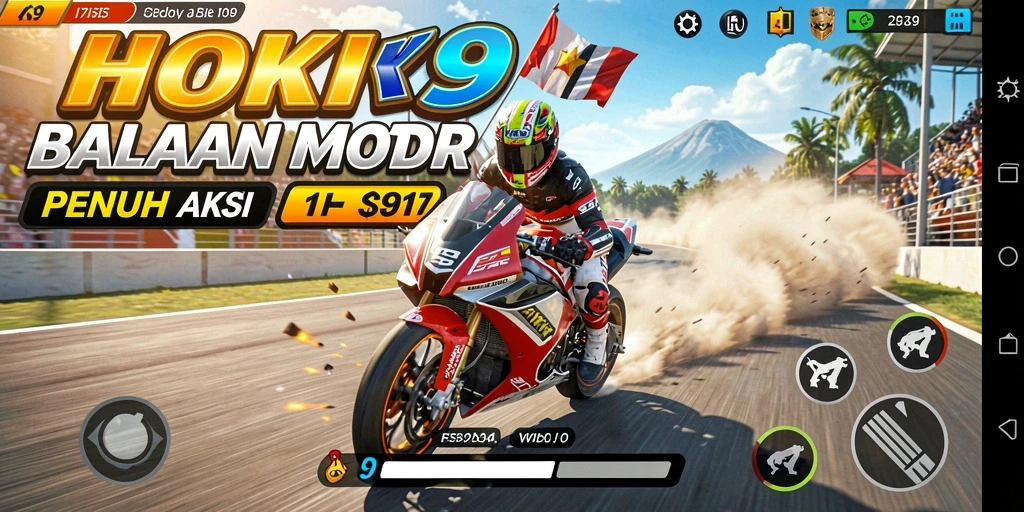Tampilan balapan motor yang intens di HOKI9.
