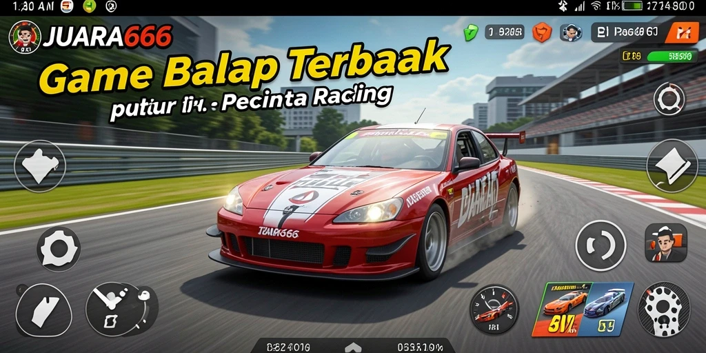 Tampilan screenshot utama JUARA666 menampilkan aksi balapan yang mendebarkan.