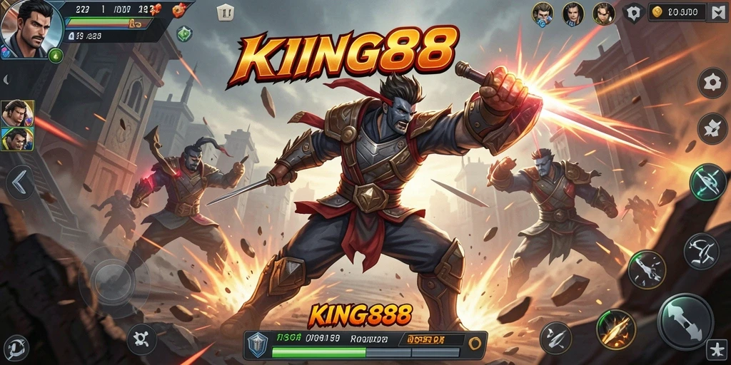 Tampilan gameplay KING88 yang seru dan penuh aksi pertarungan.