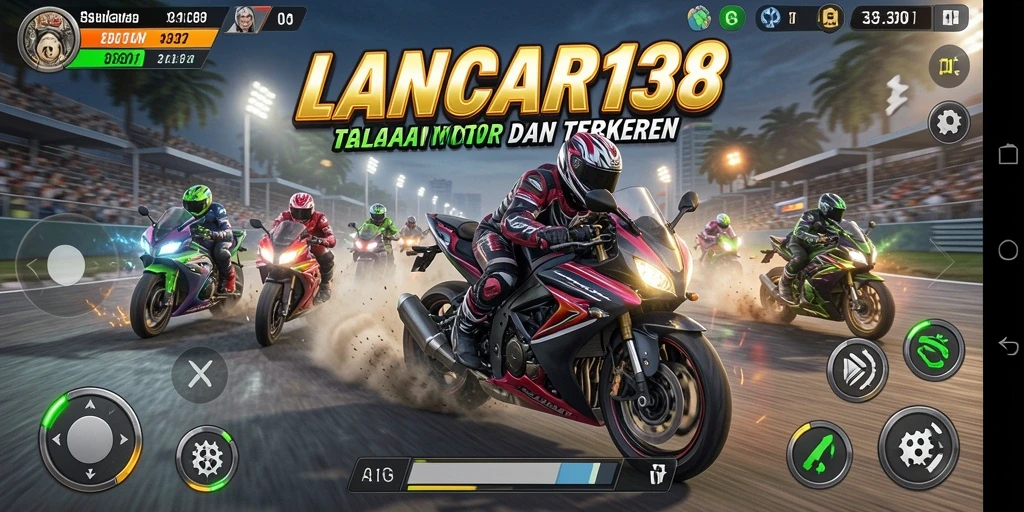 Tampilan gameplay seru dalam balapan motor di LANCAR138.