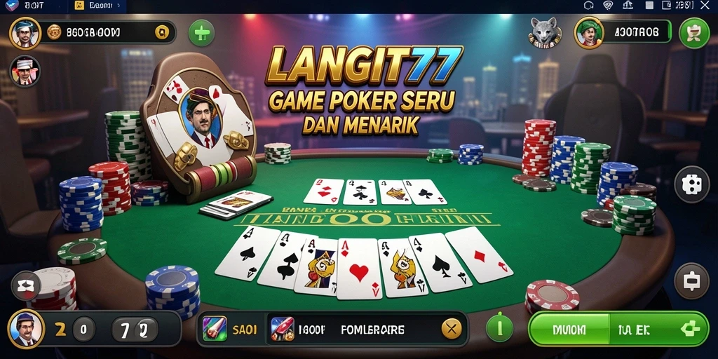 Tampilan menarik dari gameplay Poker LANGIT77 dengan interaksi pemain.