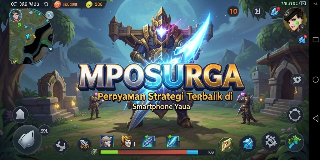 Screenshot gameplay MPOSURGA menampilkan aksi pertempuran yang strategis.