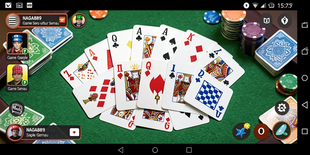 Screenshot gameplay NAGA889 menampilkan suasana bermain Gaple yang seru.
