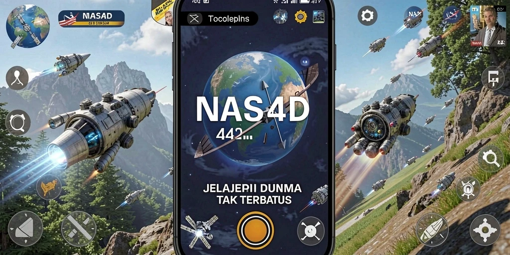 Tampilan gameplay epik dari eksplorasi luar angkasa di NASA4D.