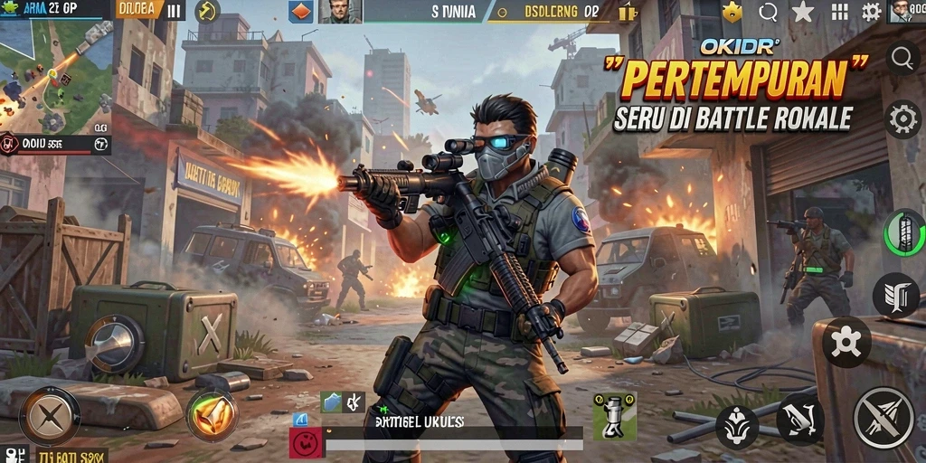 Screenshot gameplay OKIDR yang menegangkan di tengah pertempuran.
