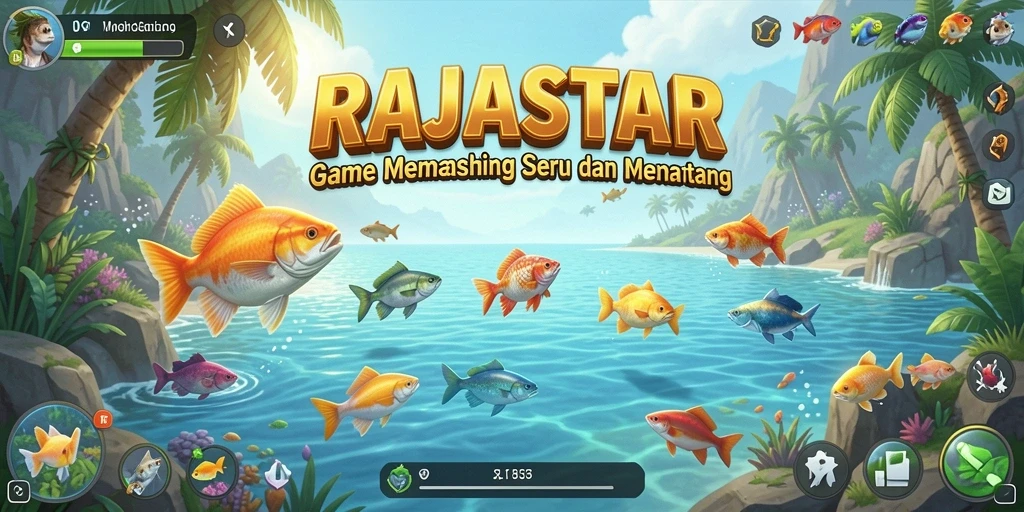 Tampilan gameplay RAJASTAR dengan aksi memancing yang mendebarkan.