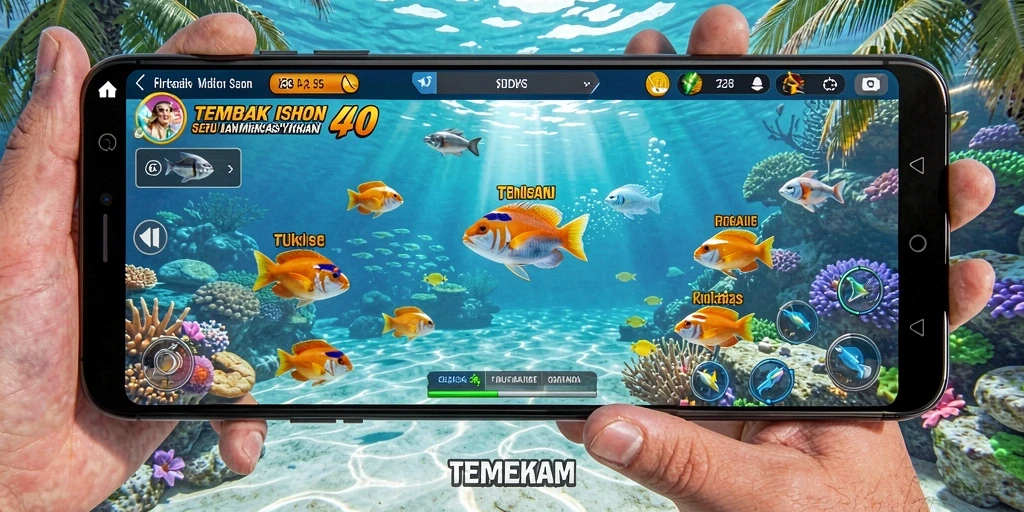 Screenshot gameplay S13 menampilkan aksi menembak ikan yang seru.